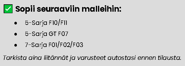 BMW 5/7 F-sarjan Carplay/Android näyttö