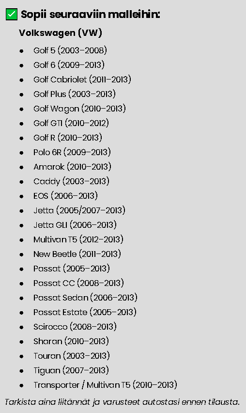 VW/Seat/Skoda Carplay/Android näyttö (uudemmat mallit)