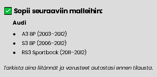 Audi A3 P8 Carplay/Android näyttö