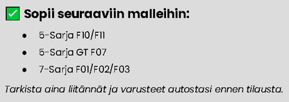 BMW 5/7 F-sarjan Carplay/Android näyttö