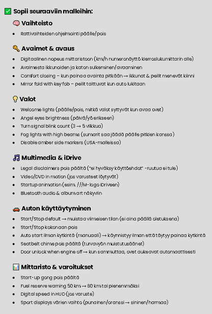 BMW Bimmercode koodaukset