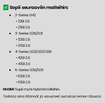 BMW G-sarjan B48 moottorin downpipe (erilaisia vaihtoehtoja)