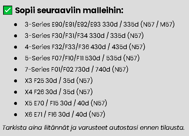 BMW E- ja F-sarjan N57 moottorin downpipe