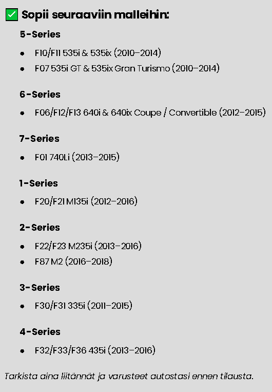 BMW F-sarjan N55 moottorin downpipe