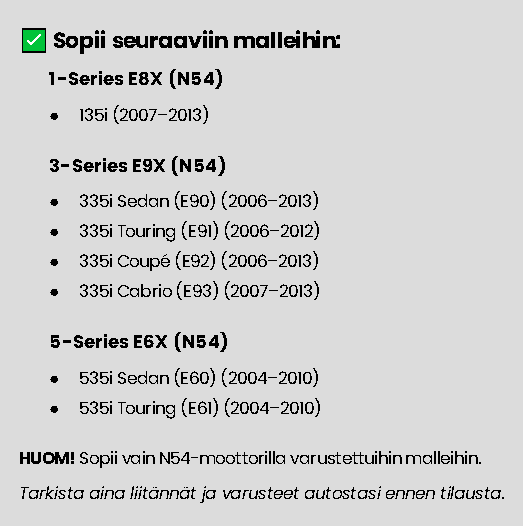 BMW E-sarjan N54 moottorin catless downpipe