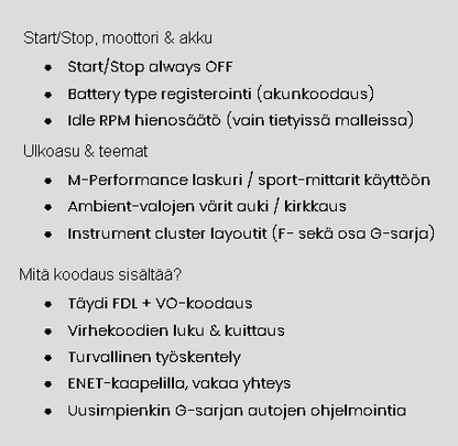 Laajempi BMW ohjelmointi